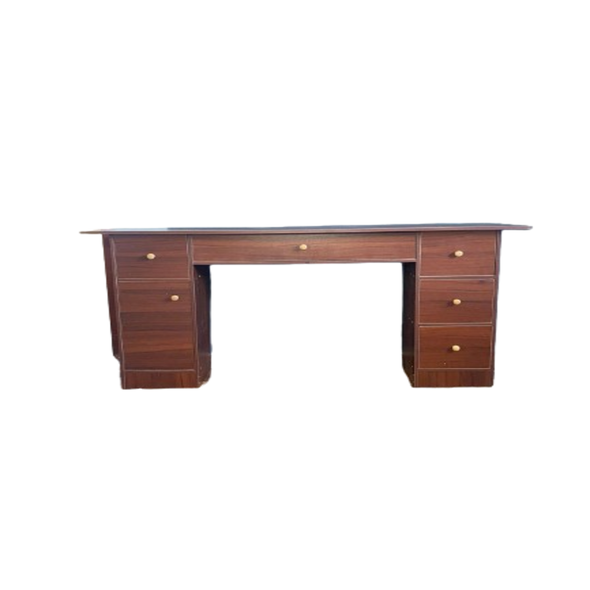 Escritorio madera 6 cajones 140x45 cm Oscuro - Imagen 4