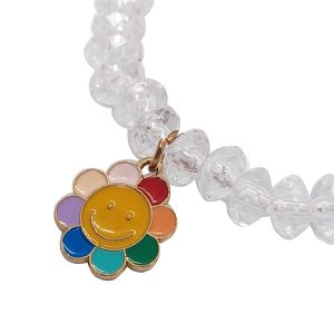Pulsera de mostacillas con dije de flor