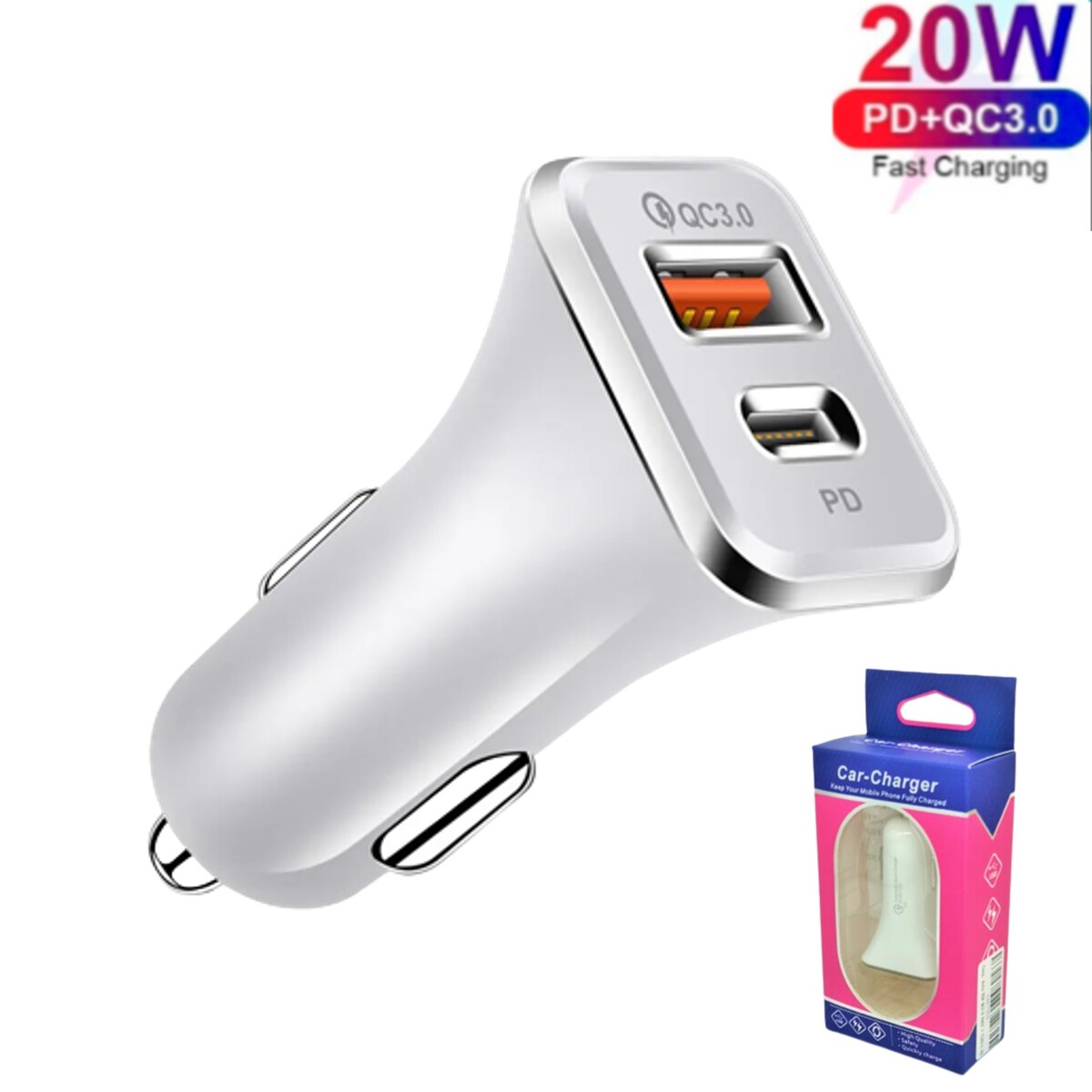 Cargador De Auto Doble Usb Fast + Puerto Tipo-C PD 20W – Hay de todito