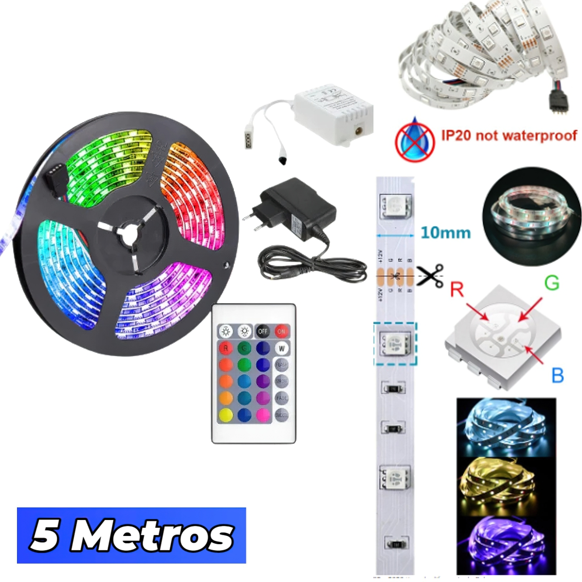 Tira De Luces Led Rgb 5 Metros Con Control Remoto - Imagen 2