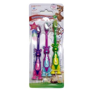 Cepillo de dientes infantil x3 osos con ventosa