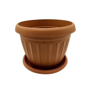 Maceta Redonda Marron Labrada grande  22cm
