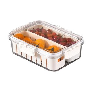 Caja organizadora de acrílico, con escurridor y divisiones, en caja