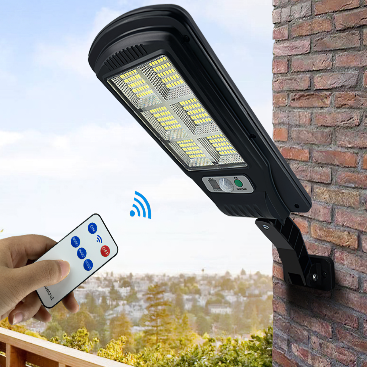 Foco Solar Led Exterior Con Sensor De Movimiento 240 Led Y Control Remoto - Imagen 2