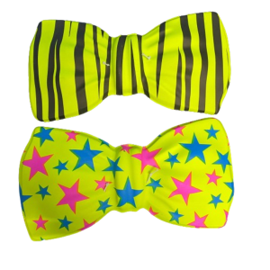 Corbata Moño fluor estrella/rayado x1
