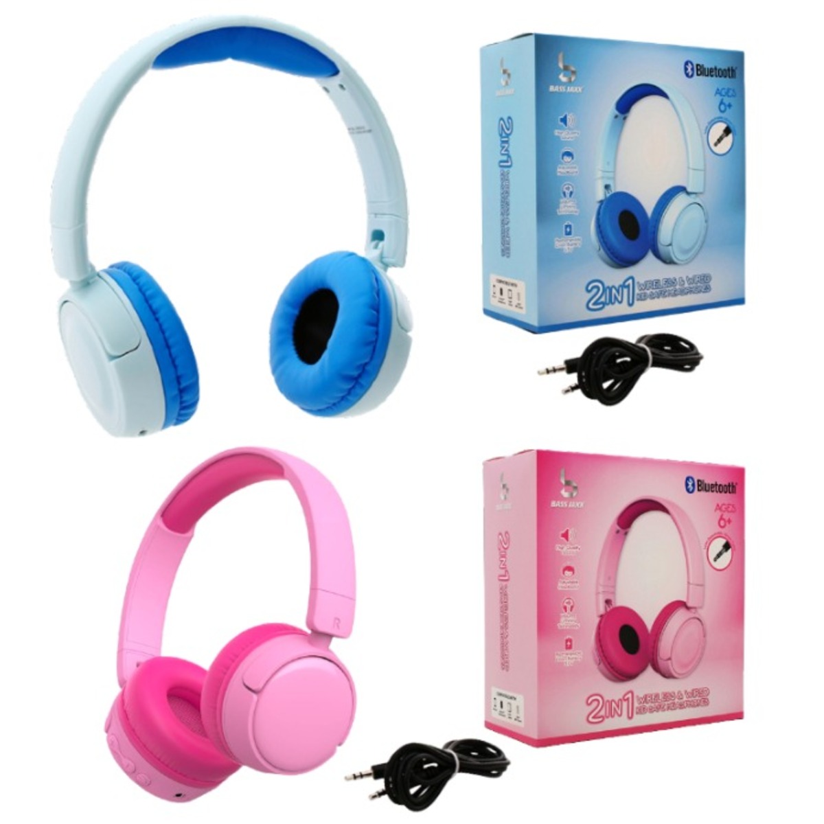 Auriculares Bluetooth / Aux 3.5mm / Bass Jaxx de colores