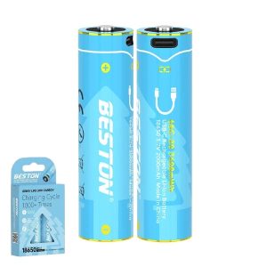 Pilas Batería 18650 3.7v Pack 2 Lithium Recargables Tipo-C / BESTON 65C / 2000mAh / 7400mWh