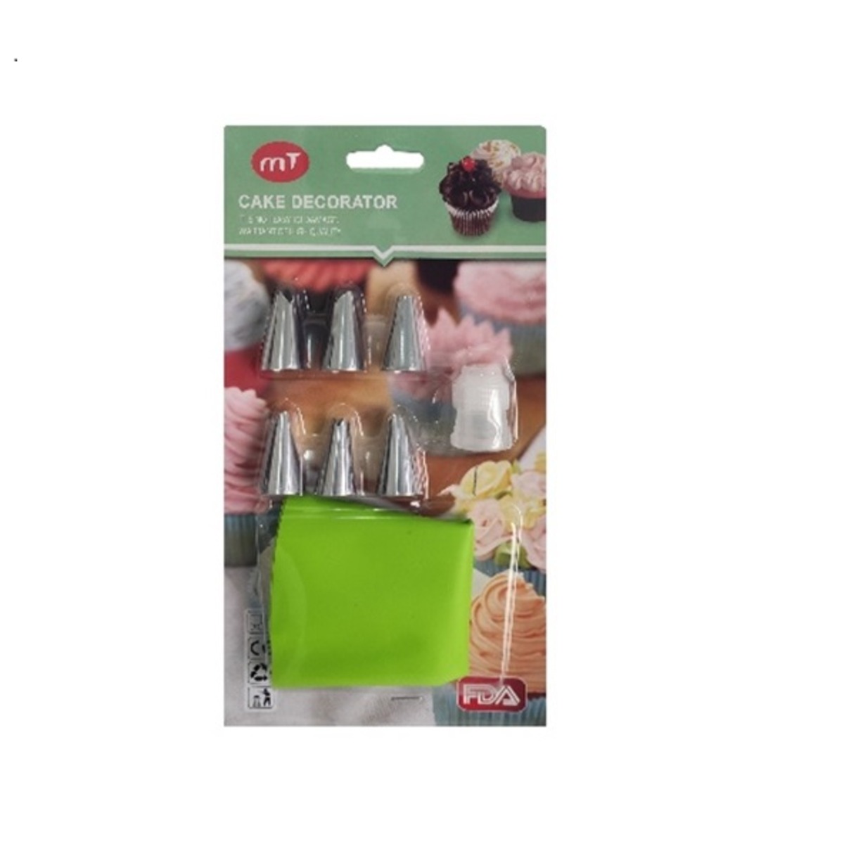 set reposteria manga 6 picos metalico y acople