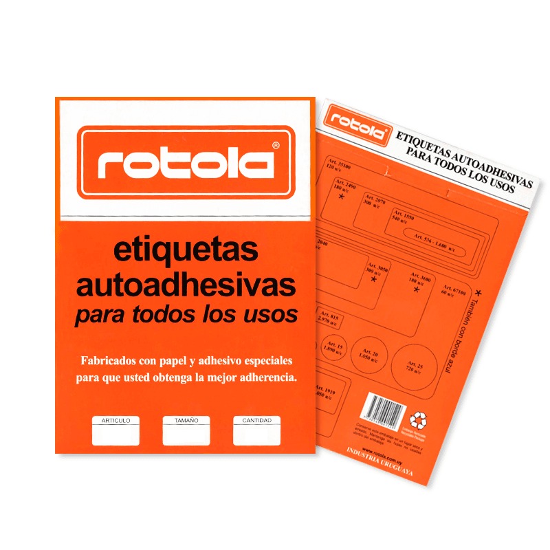 Etiquetas adhesivas Rotola plancha 28x50mm Articulo 3050