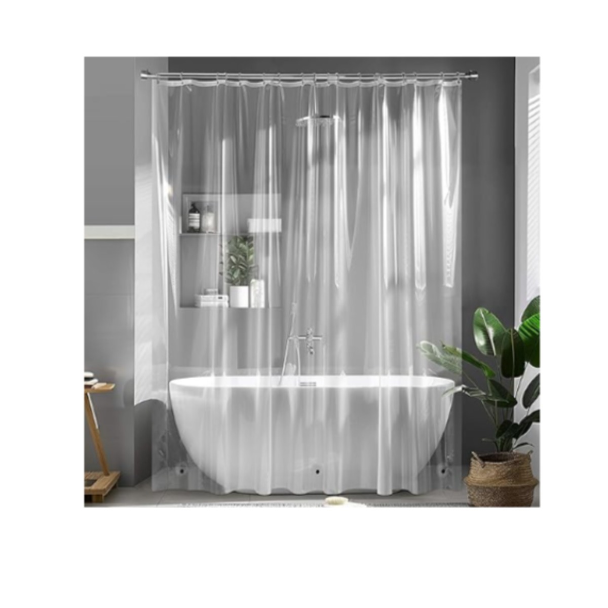 Cortina De Baño transparente 180x180cm 12 ganchos