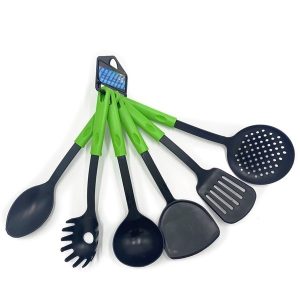 Set de utencilios de cocina x6 mango de color