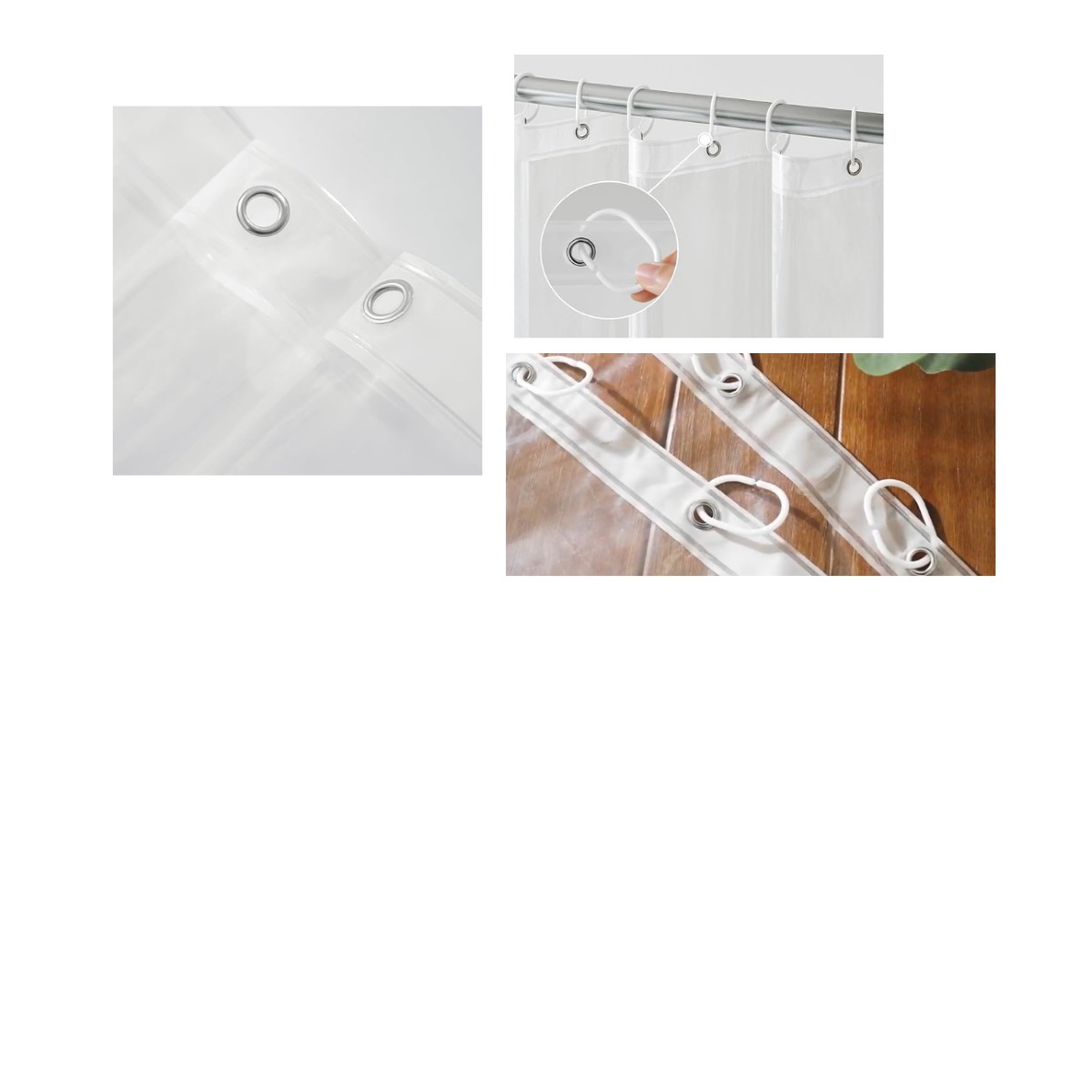 Cortina De Baño transparente 180x180cm 12 ganchos - Imagen 2
