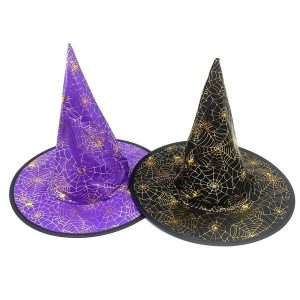 Gorro Bruja Premium Telaraña Dorada Halloween