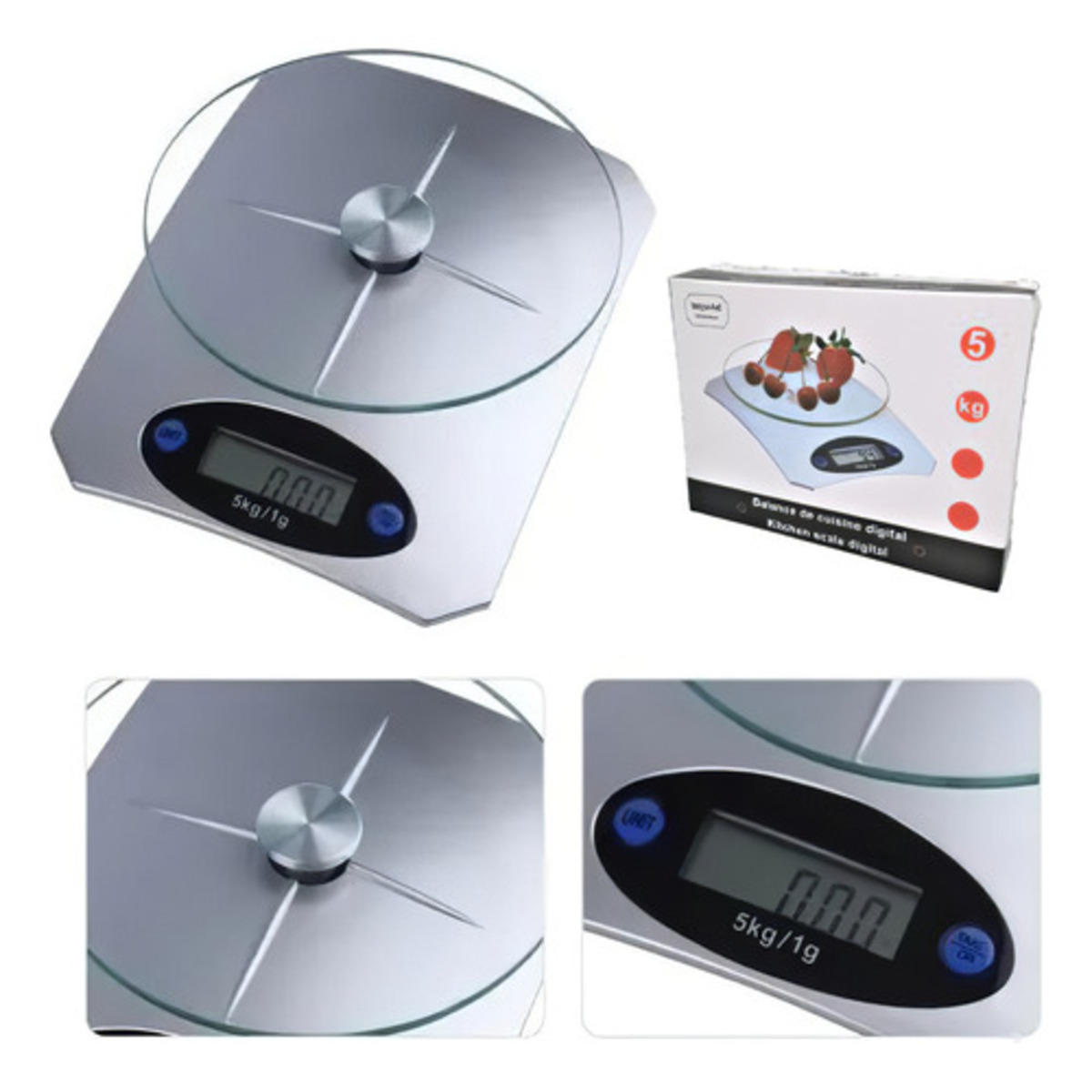 Balanza De Cocina 1g Hasta 5kg Plato De Vidrio