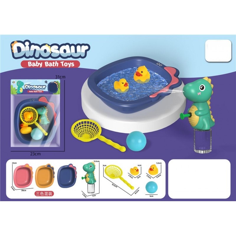 BAÑERA DINOSAURIO CON PISTOLA DE AGUA Y ACCESORIOS