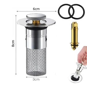 Tapón Y Filtro De Desagüe Para Pileta / Lavabo / Ducha / Con Sistema Pop-Up
