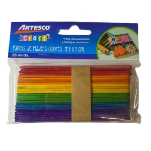 Palitos De Madera Colores Artesco 11.4x1cm 25 uni.
