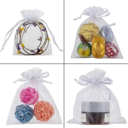 Bolsa de organza rosada / celeste 10 x 12cm 10 unidades