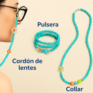 Cordon para lentes / pulsera o collar con mostacillas de colores varios modelos