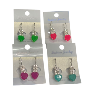 Caravana colgante corazon fluor varios colores y strass fantasia