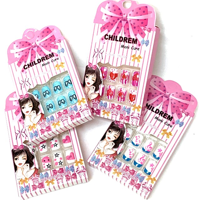 Uñas postizas x12 para niñas varios modelos