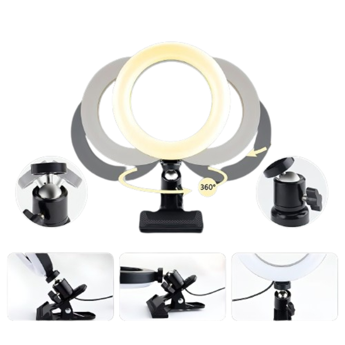 Aro Anillo De Luz 16cm Con Pinza Universal - Imagen 3