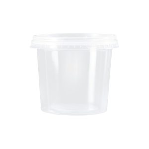 POTE TRANSPARENTE 350ml PP CON TAPA X25 UN Cristalcopo