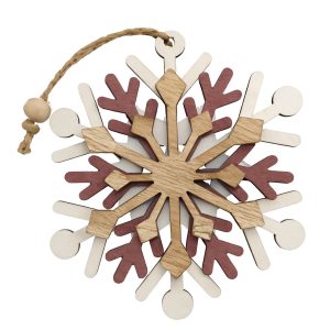 Adorno De madera copo o nieve Tres Colores