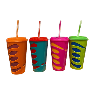 Vaso con sorbito 2 colores reforzado