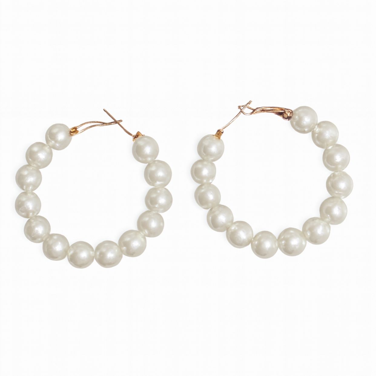 Caravana aro con perlas mediano 4cm fantasia