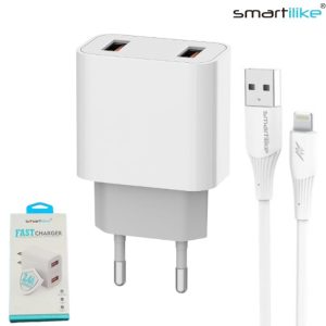 Cargador De Pared Doble USB 2,4A + Cable Para Lightning / Smartilike MT-T03