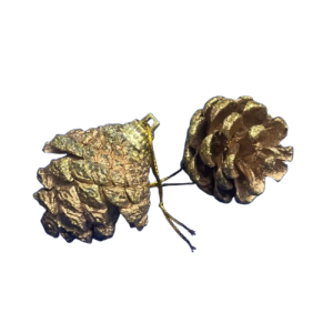 Adorno navideño piñas con dorado x6