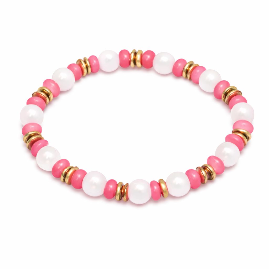 Pulsera elastica rosada o verde agua con detalles dorados - Imagen 2