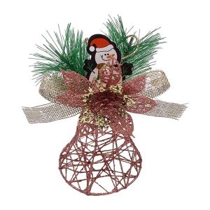 Adorno navideño campana con moña, en bolsa