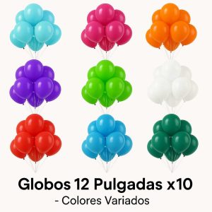 Globo 12 Pulgadas X10 varios colores
