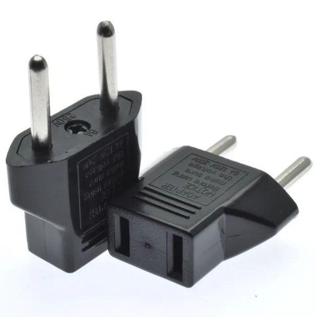 Enchufe Adaptador Ficha Americana 2 Patas Chatas A Enchufe Europeo 2 Patas Redonda