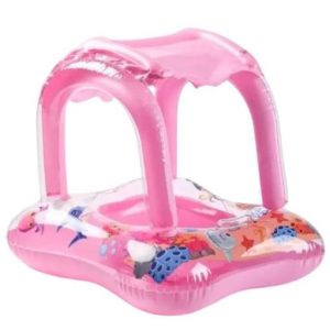 Aro inflable flotador con techo rosado o celeste