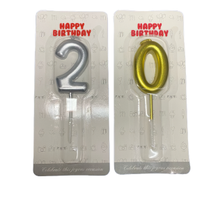 Vela Numero Happy Birthday Plateada / Dorada