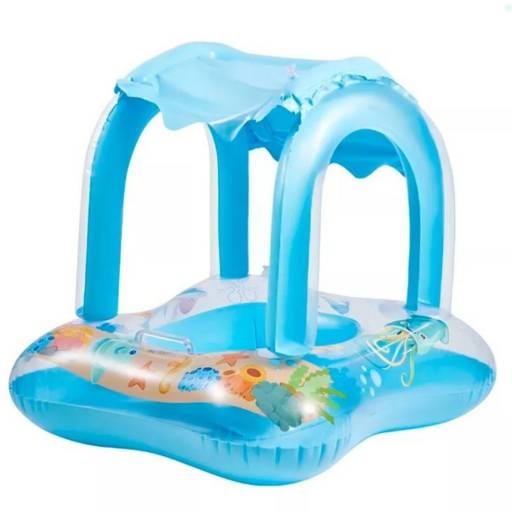 Aro inflable flotador con techo rosado o celeste - Imagen 2