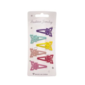 Broche sapito mariposa de colores 6 unidades