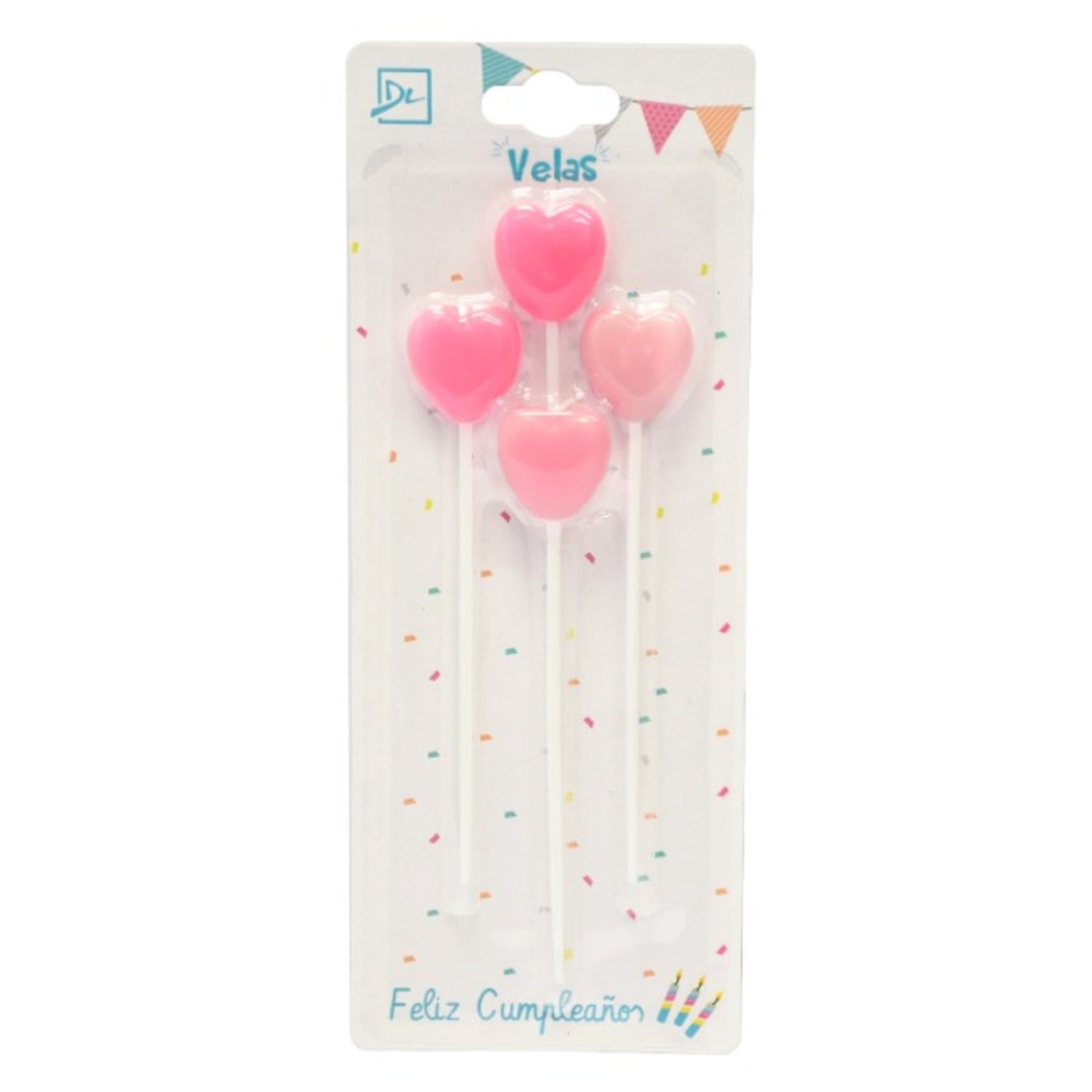 Vela Corazones Rosa X4 Dl