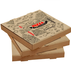 Caja Para Pizza de carton microcorrugado marron 28x28cm IMPRESA