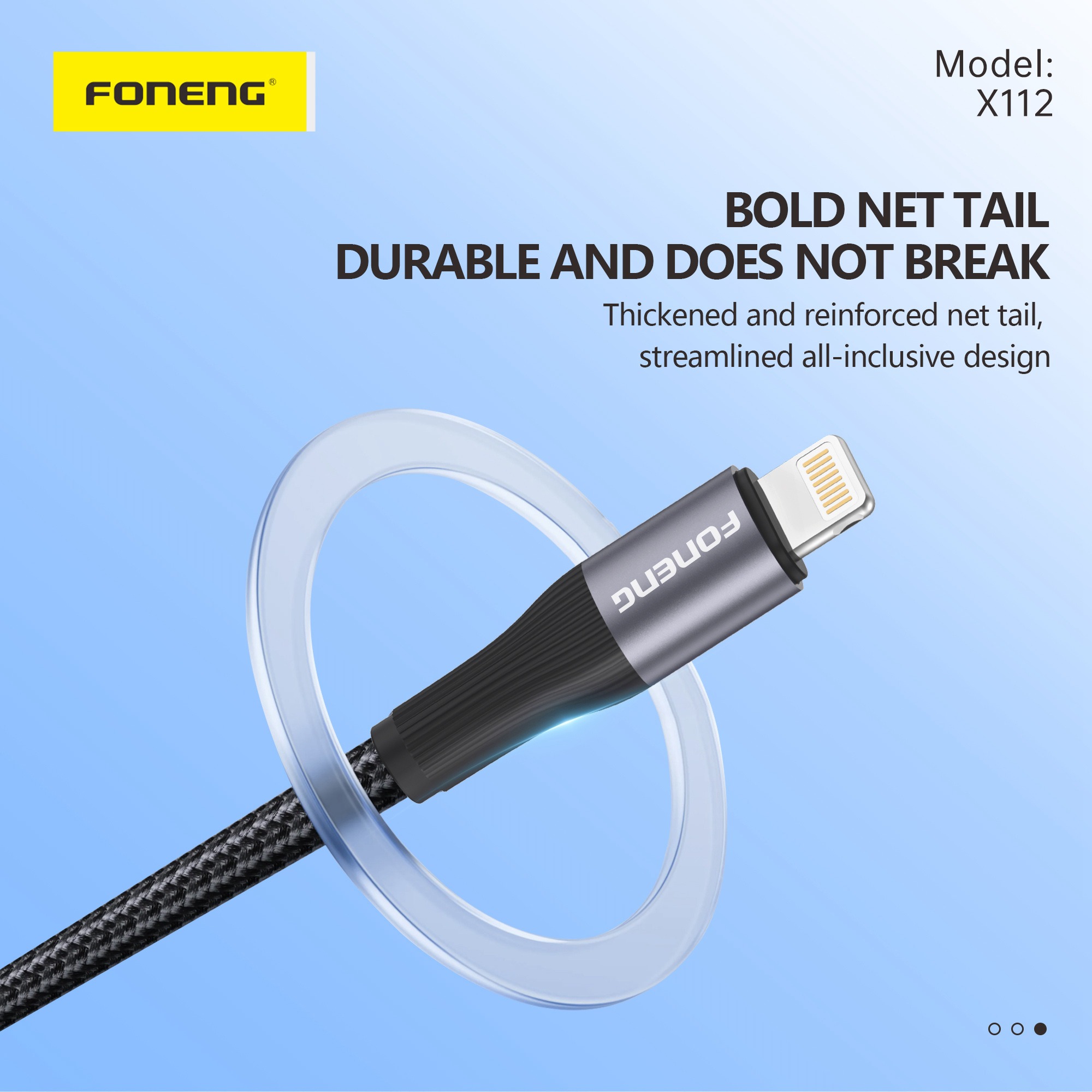 Cable Usb a Lightning 2.4A 1MT TRENZADO FONENG X112 - Imagen 2
