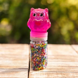 Slime de Buho con bolitas de colores