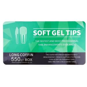 Tips Soft Gel Long Coffin 550 unidades  pre limadas