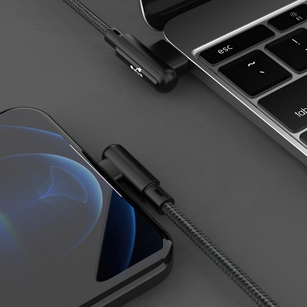 CABLE USB A MICRO USB 90° X70 3A 1MT TRENZADO FONENG - Imagen 3