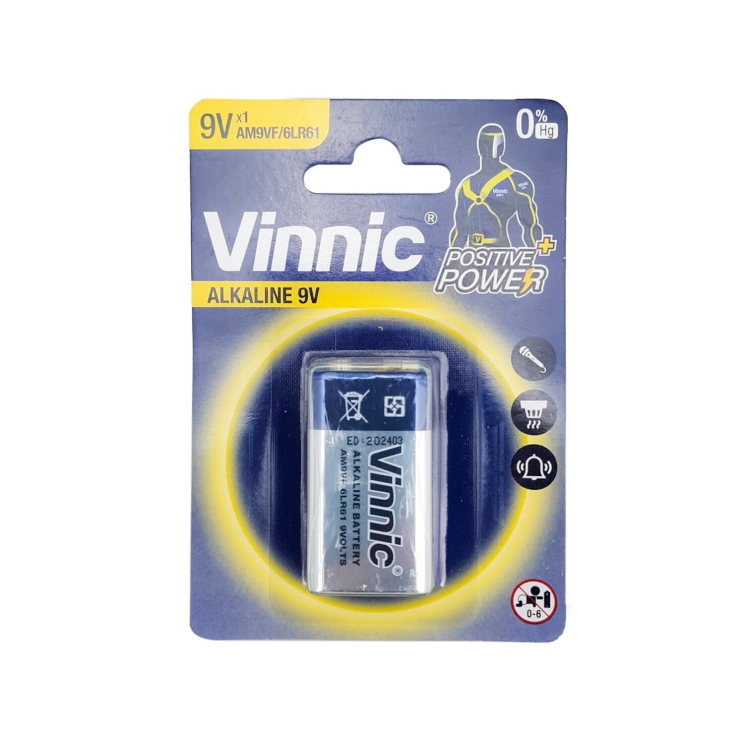 Bateria 9V vinnic alcalina