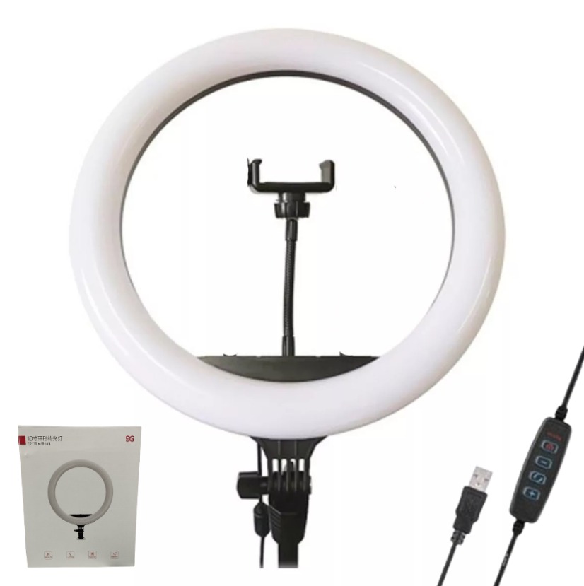 Aro Anillo De Luz Led 26cm / USB 5V / 15W / 120 LEDS / Con Soporte Flexible Para Celular