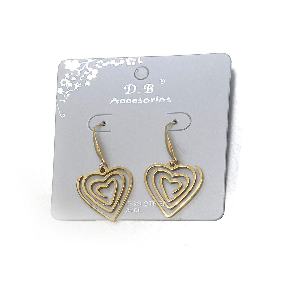 Caravana acero quirurguco corazon espiral dorado