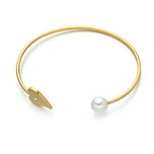 Pulsera Esclava acero quirurgico dorada con perla y corazon